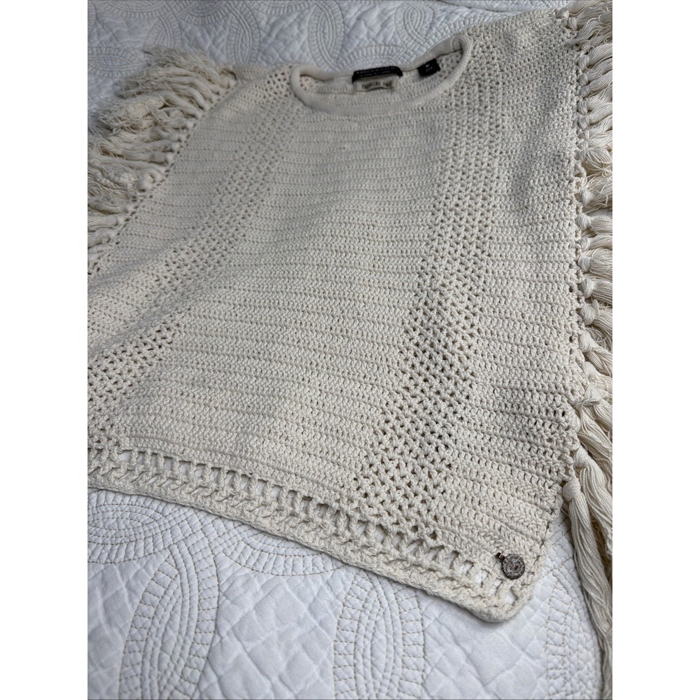 Scotch & Soda Maison Scotch Boho Beach Crochet Cream Tassel Top 100% cotton